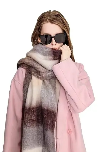 Yatemiole Women's CasModazoneere Big Coloured Checked Scarf Winter Warm Wrap Scarf - 12