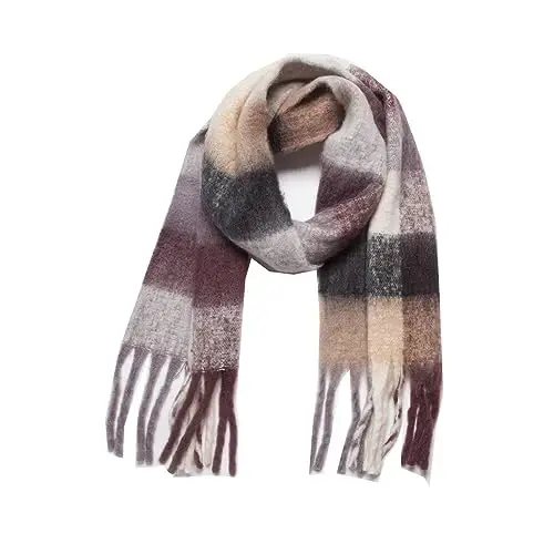 Yatemiole Women's CasModazoneere Big Coloured Checked Scarf Winter Warm Wrap Scarf - 1