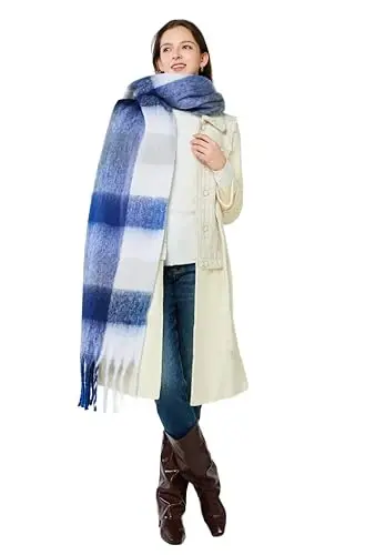 Yatemiole Women's CasModazoneere Big Coloured Checked Scarf Winter Warm Wrap Scarf - YATEMIOLE (1)