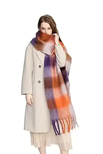 Yatemiole Women's CasModazoneere Big Coloured Checked Scarf Winter Warm Wrap Scarf - 5