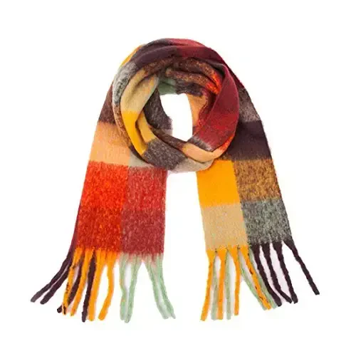 Yatemiole Women's CasModazoneere Big Coloured Checked Scarf Winter Warm Wrap Scarf - 1