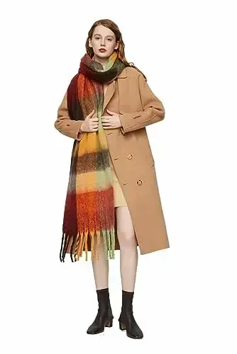Yatemiole Women's CasModazoneere Big Coloured Checked Scarf Winter Warm Wrap Scarf - 5