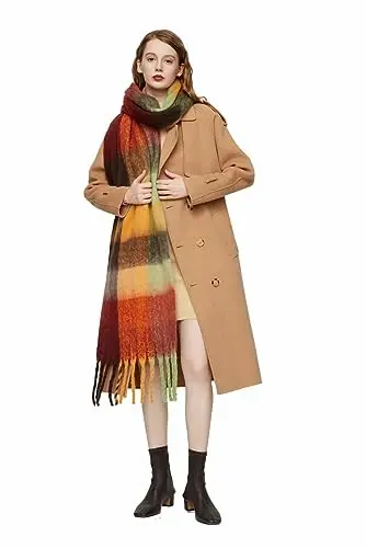Yatemiole Women's CasModazoneere Big Coloured Checked Scarf Winter Warm Wrap Scarf - 5