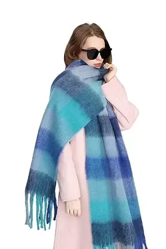 Yatemiole Women's CasModazoneere Big Coloured Checked Scarf Winter Warm Wrap Scarf - 6