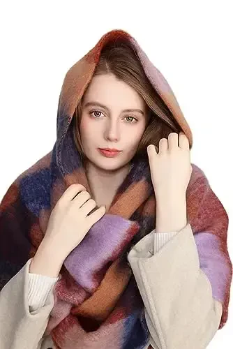 Yatemiole Women's CasModazoneere Big Coloured Checked Scarf Winter Warm Wrap Scarf - 6