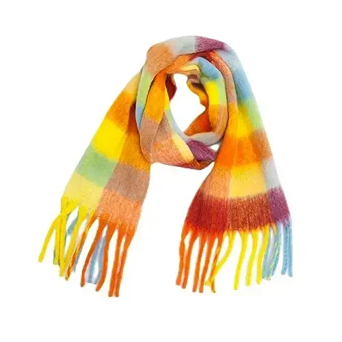 Yatemiole Women's CasModazoneere Big Coloured Checked Scarf Winter Warm Wrap Scarf - YATEMIOLE