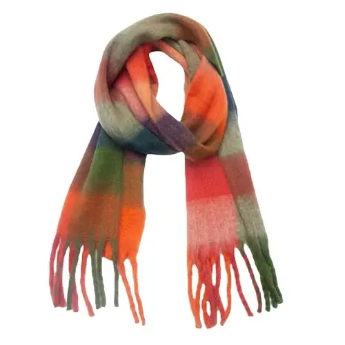 Yatemiole Women's CasModazoneere Big Coloured Checked Scarf Winter Warm Wrap Scarf 