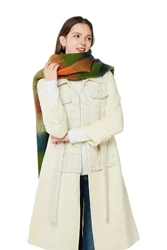Yatemiole Women's CasModazoneere Big Coloured Checked Scarf Winter Warm Wrap Scarf - 5