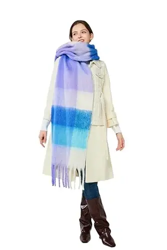 Yatemiole Women's CasModazoneere Big Coloured Checked Scarf Winter Warm Wrap Scarf - 4