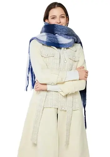 Yatemiole Women's CasModazoneere Big Coloured Checked Scarf Winter Warm Wrap Scarf - 9