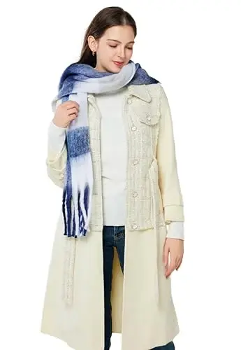 Yatemiole Women's CasModazoneere Big Coloured Checked Scarf Winter Warm Wrap Scarf - 5