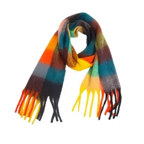Yatemiole Women's CasModazoneere Big Coloured Checked Scarf Winter Warm Wrap Scarf - YATEMIOLE