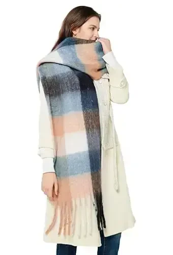 Yatemiole Women's CasModazoneere Big Coloured Checked Scarf Winter Warm Wrap Scarf - 11