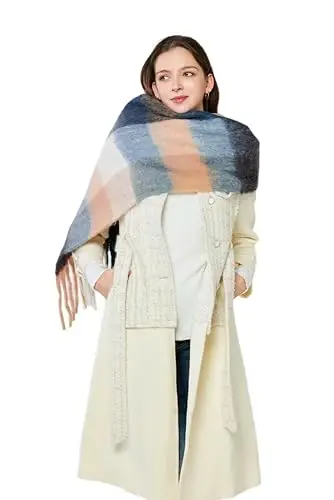 Yatemiole Women's CasModazoneere Big Coloured Checked Scarf Winter Warm Wrap Scarf - 4