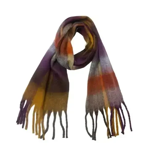 Yatemiole Women's CasModazoneere Big Coloured Checked Scarf Winter Warm Wrap Scarf - 12