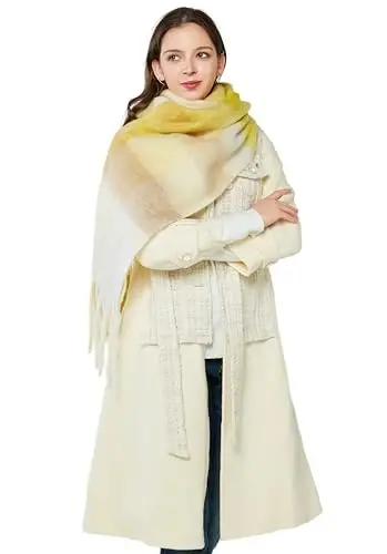 Yatemiole Women's CasModazoneere Big Coloured Checked Scarf Winter Warm Wrap Scarf - 10