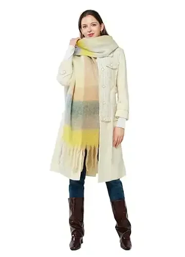 Yatemiole Women's CasModazoneere Big Coloured Checked Scarf Winter Warm Wrap Scarf - 2