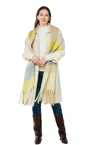 Yatemiole Women's CasModazoneere Big Coloured Checked Scarf Winter Warm Wrap Scarf - 6