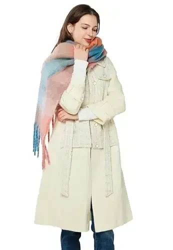 Yatemiole Women's CasModazoneere Big Coloured Checked Scarf Winter Warm Wrap Scarf - 5