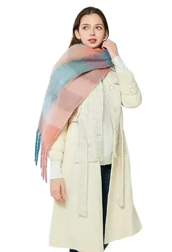 Yatemiole Women's CasModazoneere Big Coloured Checked Scarf Winter Warm Wrap Scarf - 6