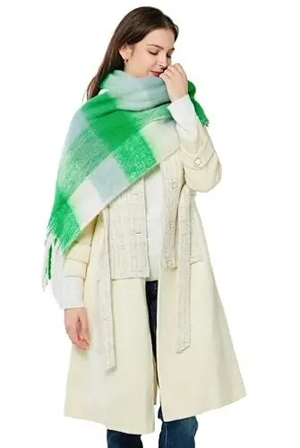 Yatemiole Women's CasModazoneere Big Coloured Checked Scarf Winter Warm Wrap Scarf - 11