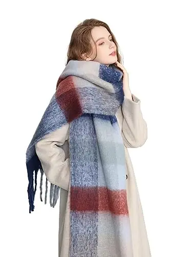 Yatemiole Women's CasModazoneere Big Coloured Checked Scarf Winter Warm Wrap Scarf - 5