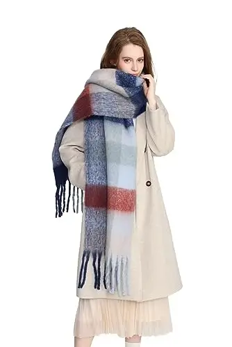 Yatemiole Women's CasModazoneere Big Coloured Checked Scarf Winter Warm Wrap Scarf - 6