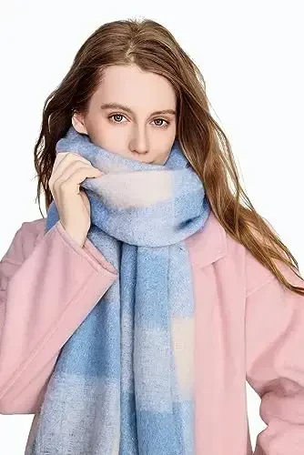 Yatemiole Women's CasModazoneere Big Coloured Checked Scarf Winter Warm Wrap Scarf - 3