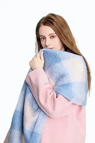 Yatemiole Women's CasModazoneere Big Coloured Checked Scarf Winter Warm Wrap Scarf - 4