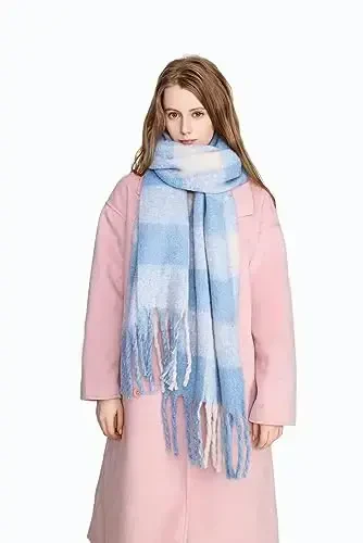 Yatemiole Women's CasModazoneere Big Coloured Checked Scarf Winter Warm Wrap Scarf - 6