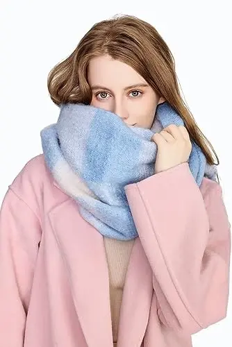 Yatemiole Women's CasModazoneere Big Coloured Checked Scarf Winter Warm Wrap Scarf - YATEMIOLE (1)
