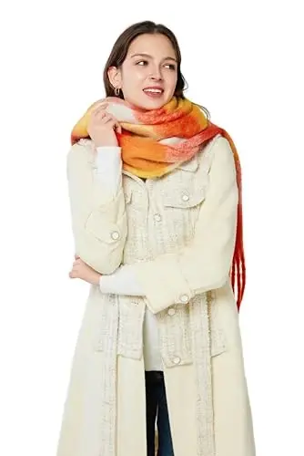 Yatemiole Women's CasModazoneere Big Coloured Checked Scarf Winter Warm Wrap Scarf - 4