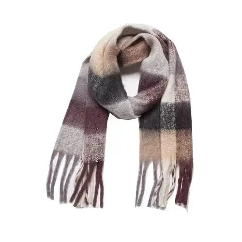 Yatemiole Women's CasModazoneere Big Coloured Checked Scarf Winter Warm Wrap Scarf - YATEMIOLE