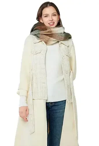 Yatemiole Women's CasModazoneere Big Coloured Checked Scarf Winter Warm Wrap Scarf - 5