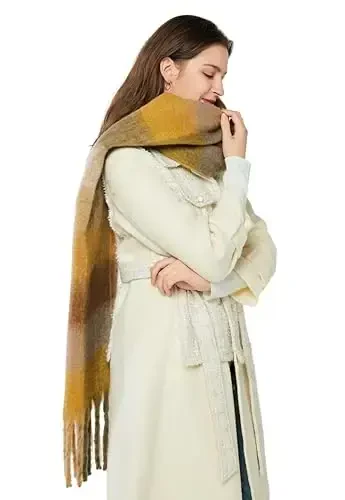 Yatemiole Women's CasModazoneere Big Coloured Checked Scarf Winter Warm Wrap Scarf - 5
