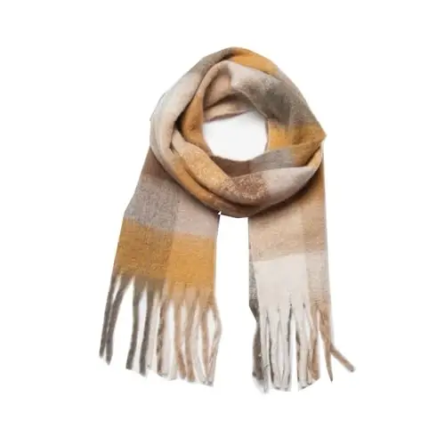 Yatemiole Women's CasModazoneere Big Coloured Checked Scarf Winter Warm Wrap Scarf - 1