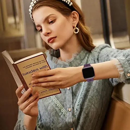 YAXIN 3 Pack Slim Sport Bands Compatible with Fitbit Versa/Fitbit Versa 2/Fitbit Versa Lite Band for Women,Soft Silicone Lace Replacement Wristbands for Fitbit Versa Smart Watch,Black/Gray/Pine Green - 5