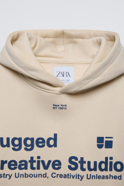 YAZILI KAPÜŞONLU SWEATSHIRT - Ekru - 3