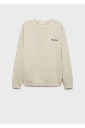 Yazılı ve desenli sweatshirt - Açık/Pastel Gri - 5
