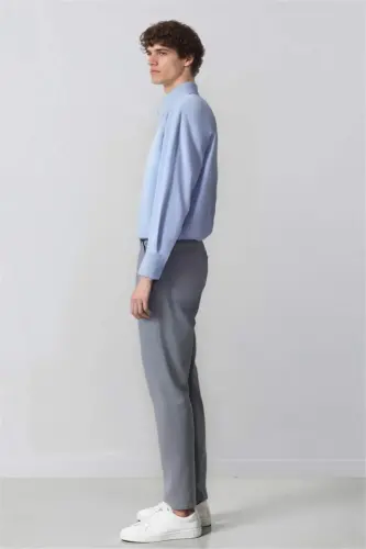 Yazlık Chino Kanvas Pantolon Slim Fit Dar Kesim Cepli Dar Paça-Açık İndigo - 5