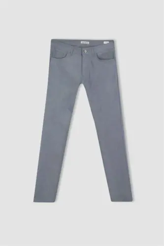 Yazlık Chino Kanvas Pantolon Slim Fit Dar Kesim Cepli Dar Paça-Açık İndigo - 8