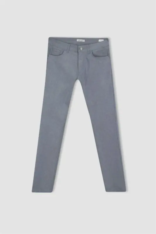 Yazlık Chino Kanvas Pantolon Slim Fit Dar Kesim Cepli Dar Paça-Açık İndigo - 8