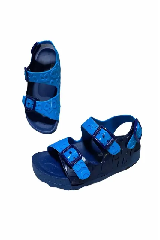 Yazlık Çocuk Havuz Plaj Bahçe Ve Günlük Outdoor Sandalet Terlik-MAVİ SANDAL - 3