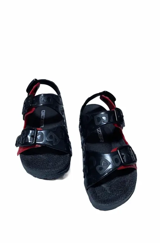 Yazlık Çocuk Kaydırmaz Günlük Kullanım Havuz Plaj Ve Outdoor Sandalet Terlik-SİYAH - GEZER