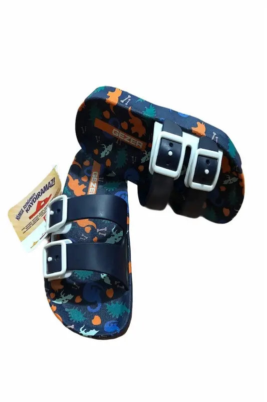 Yazlık Çocuk Kaydırmaz Taban Havuz Deniz Banyo Ve Outdoor Terlik Modeli-LACİVERT RENKLİ - GEZER