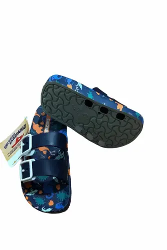 Yazlık Çocuk Kaydırmaz Taban Havuz Deniz Banyo Ve Outdoor Terlik Modeli-LACİVERT RENKLİ - 3