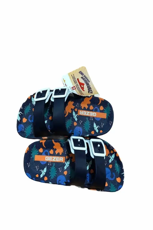 Yazlık Çocuk Kaydırmaz Taban Havuz Deniz Banyo Ve Outdoor Terlik Modeli-LACİVERT RENKLİ - 4