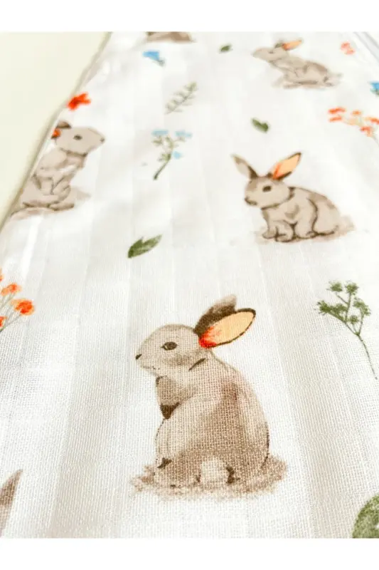 Yazlık Müslin Uyku Tulumu, 0.5 Tog Tek Katlı Çocuk Tulumu, Kız Erkek Bebek Tavşanlı Unisex Tulum - Tavşanlı - 3