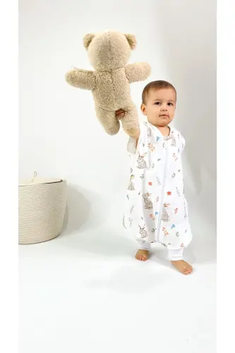 Yazlık Müslin Uyku Tulumu, 0.5 Tog Tek Katlı Çocuk Tulumu, Kız Erkek Bebek Tavşanlı Unisex Tulum - Tavşanlı - LAS VIVAS KIDS (1)