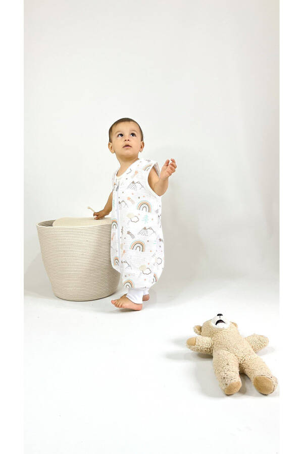 Yazlık Müslin Uyku Tulumu, 0.5 Tog Tek Katlı Çocuk Uyku Tulumu,gökkuşağı Desenli Bebek Unisex Tulum-Gökkuşağı - 2